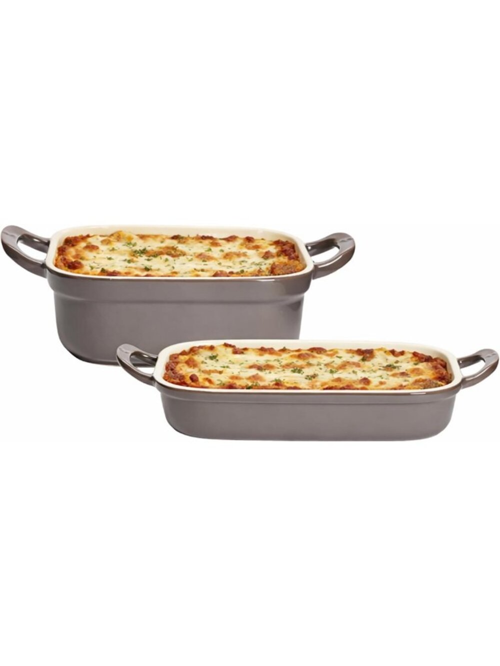 Ceramic Baking Dish Set of 2 - Non-Toxic Bakeware, Oven & Microwave Safe, Gray